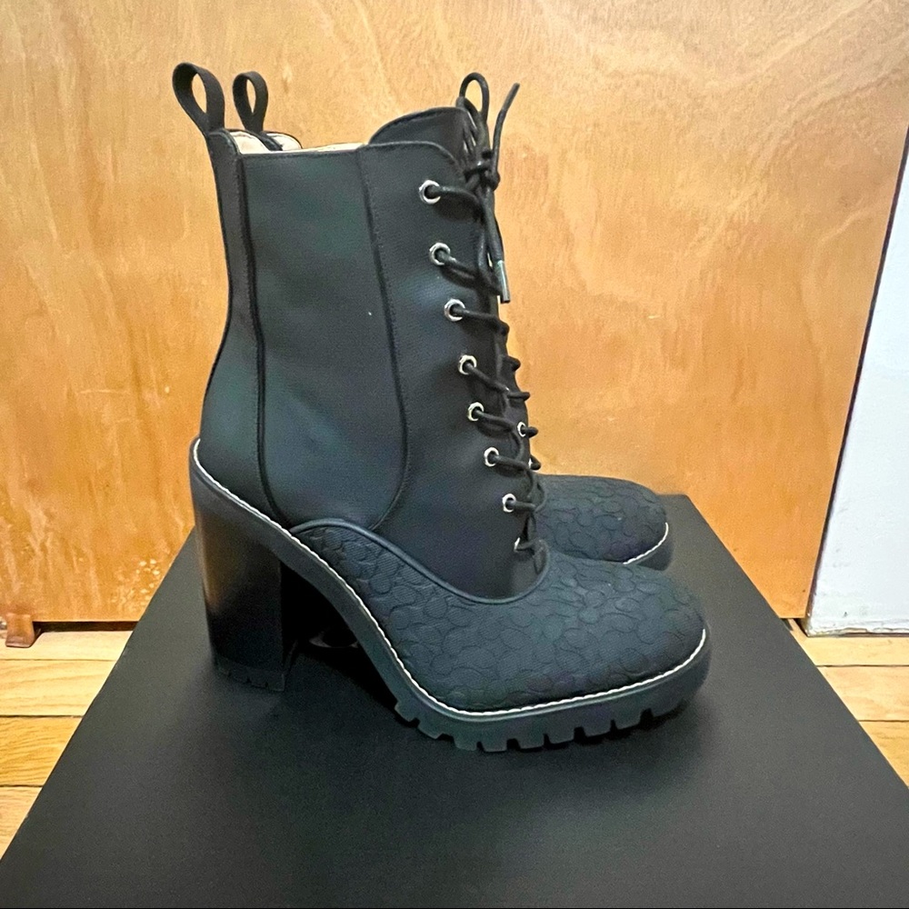 Coach Haven rubber block heel boots